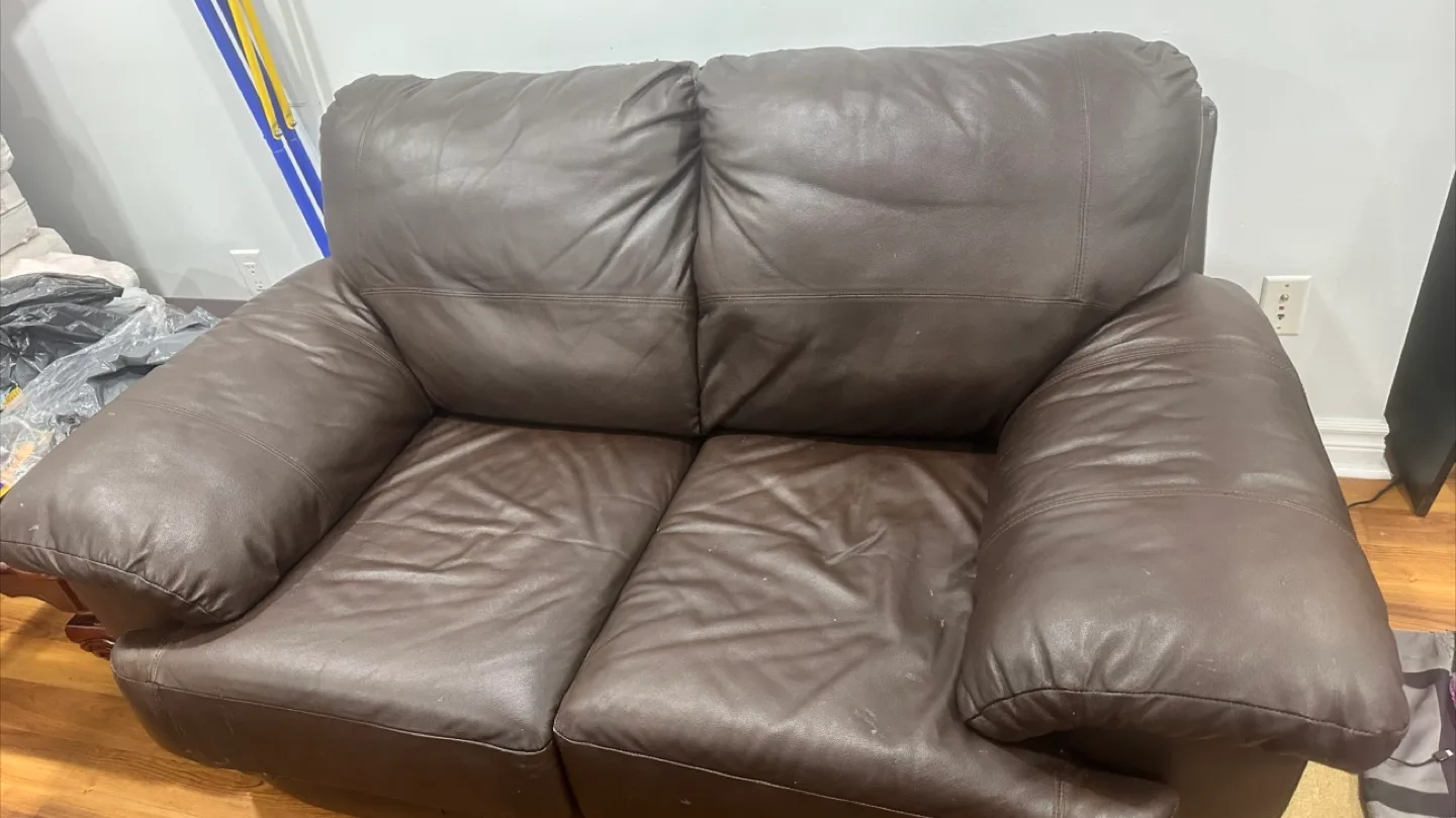 Brown Leather Loveseat thumbnail