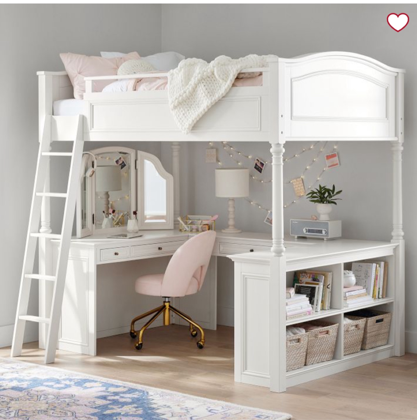 PB TEEN Chelsea Loft bed/vanity/desk