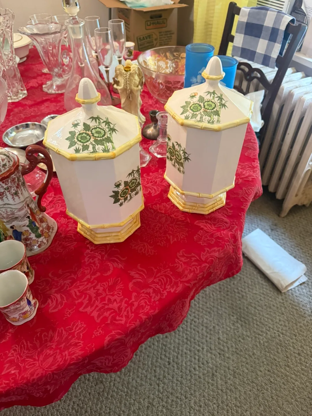 Pair of Vintage Asian-Inspired Lidded Canisters thumbnail