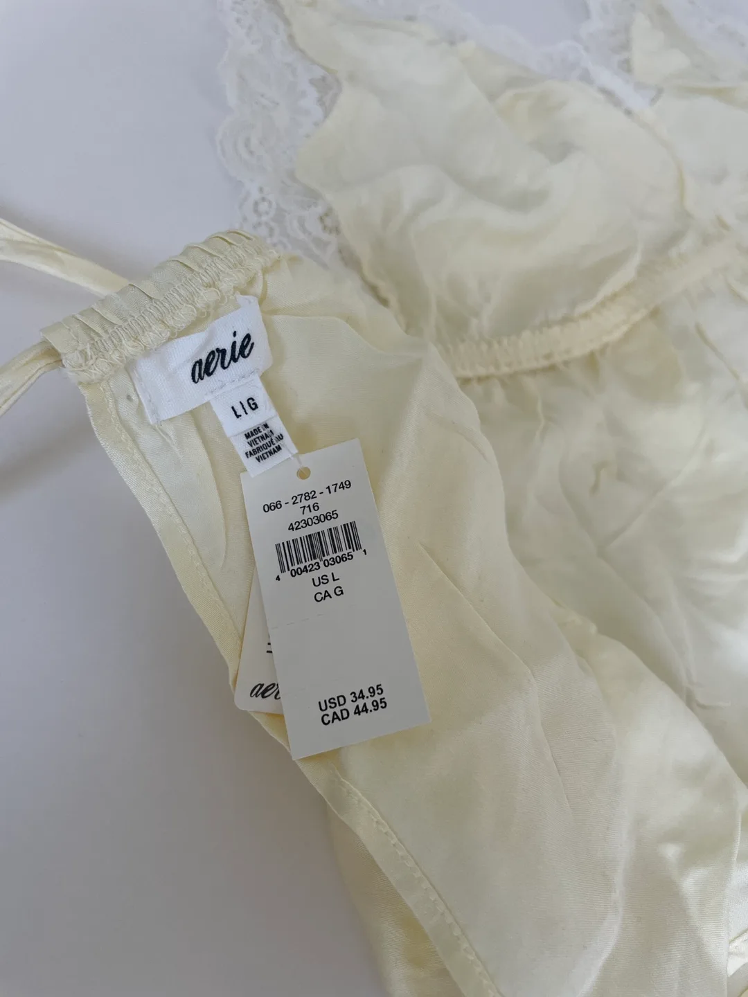 Aerie Cream Satin Sleep Set - Size Large image indicator(7)
