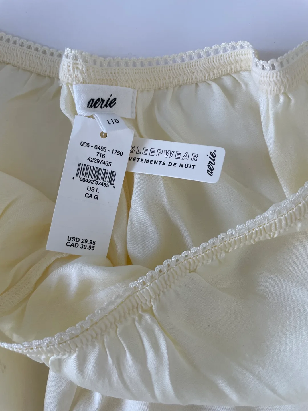 Aerie Cream Satin Sleep Set - Size Large image indicator(5)