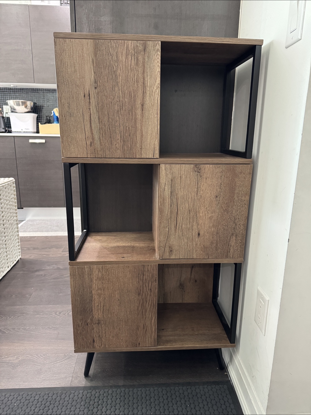 Mid-Century Wood Bookcase with Doors and Open Shelves - photo 2