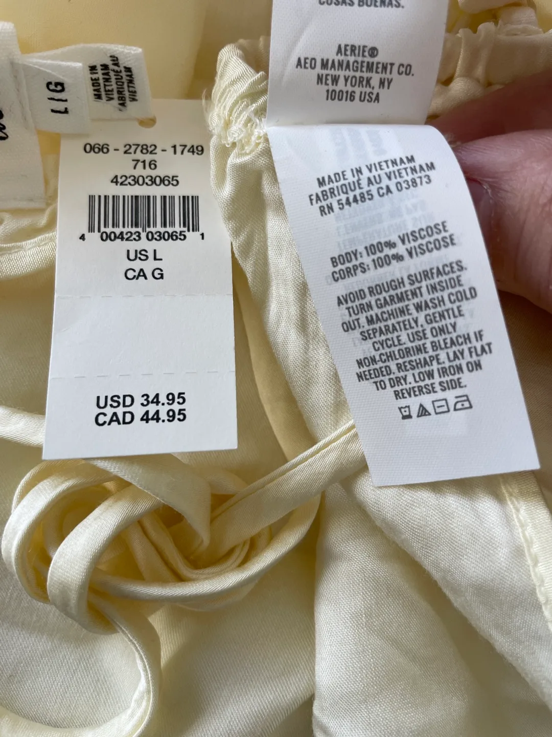 Aerie Cream Satin Sleep Set - Size Large image indicator(9)