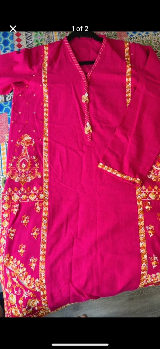 Pink embroidered kurta thumbnail