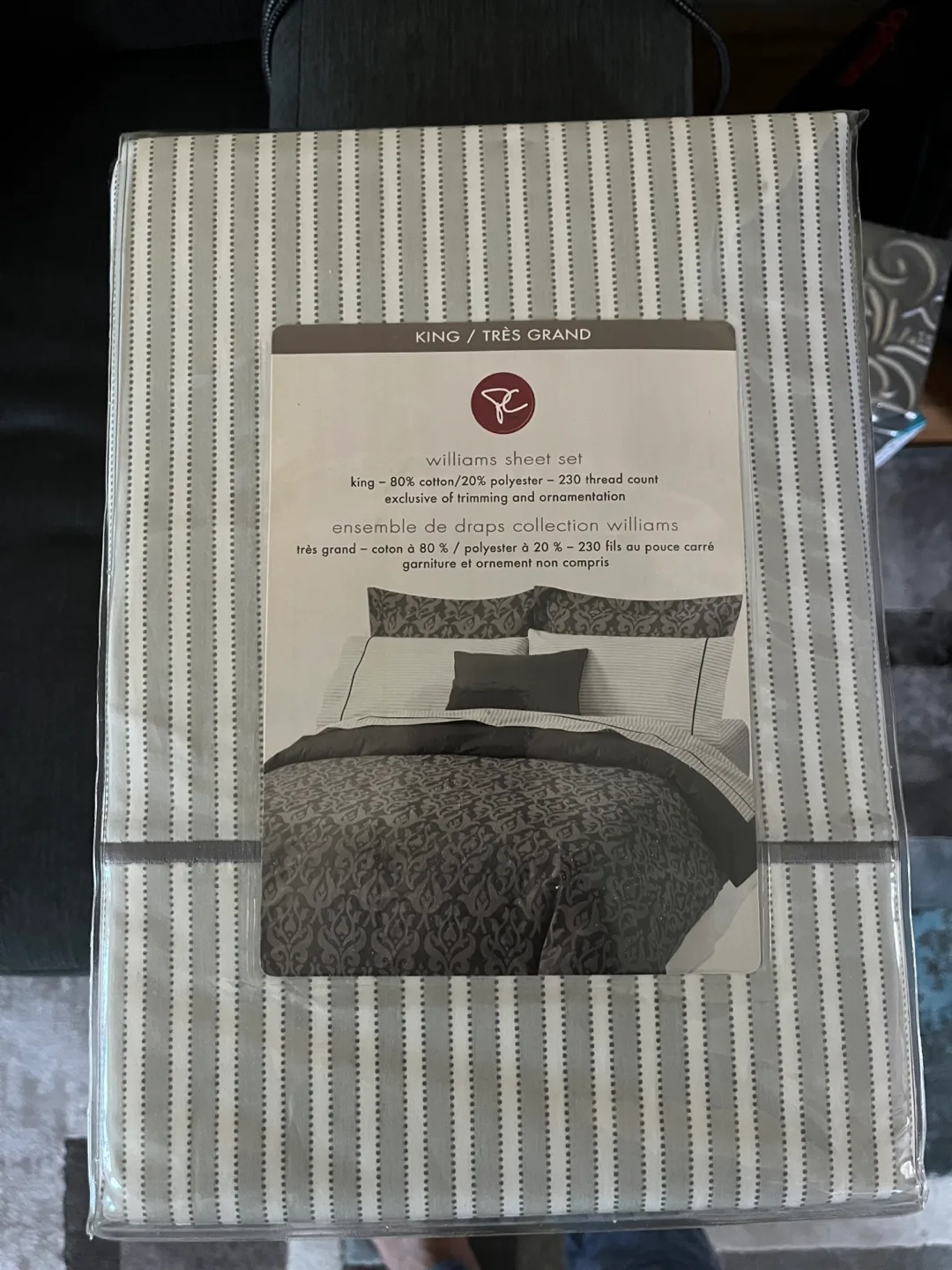 Williams Collection King Sheet Set - Grey Damask image indicator(2)