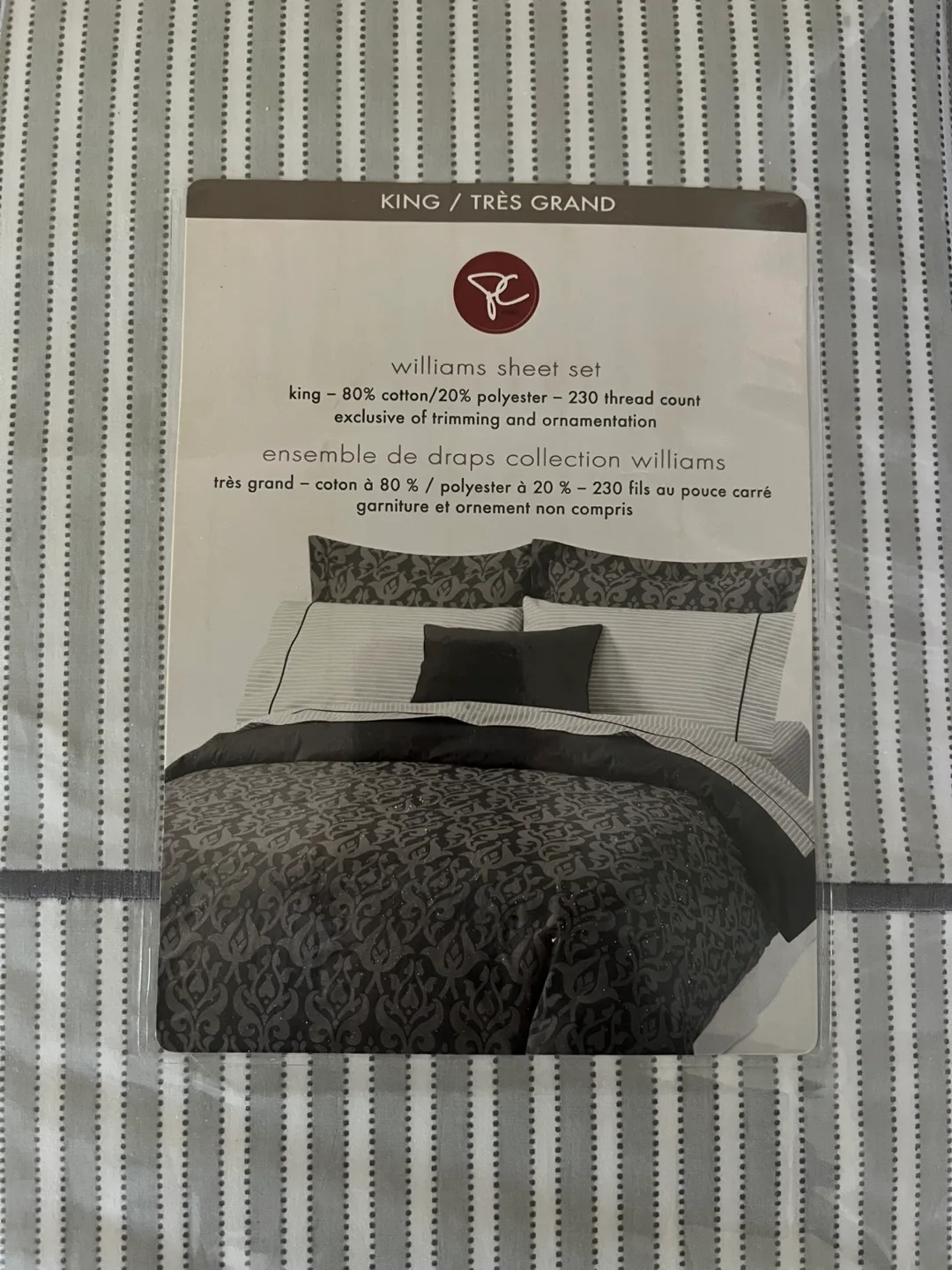 Williams Collection King Sheet Set - Grey Damask