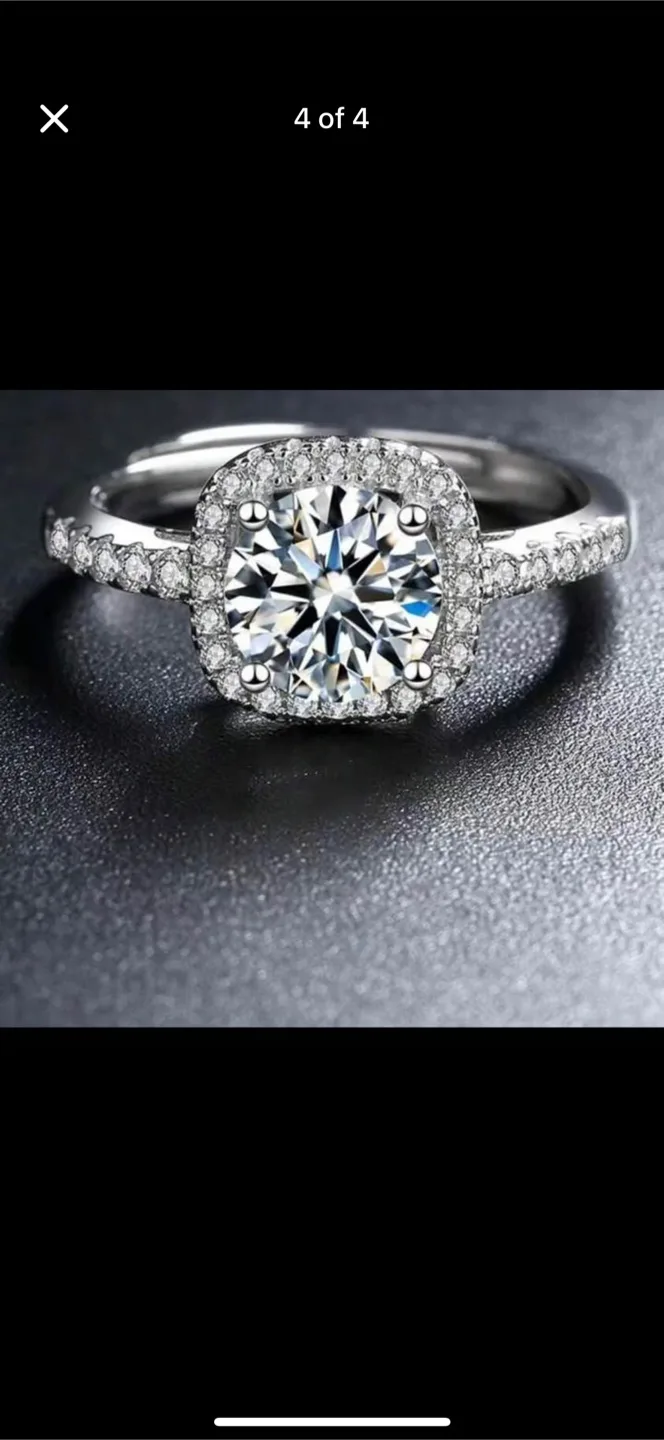 Elegant Halo CZ Ring 925 stamped thumbnail
