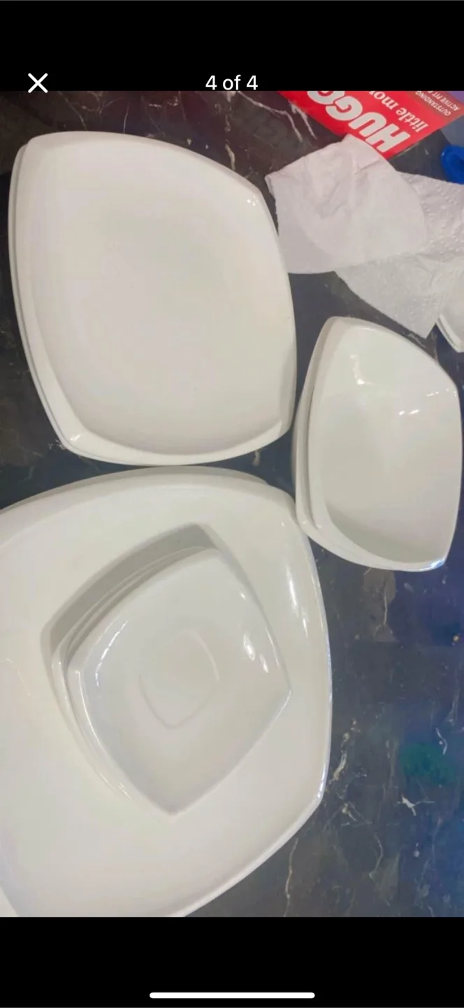 White Square Dishes dinnerware 20 pieces set thumbnail