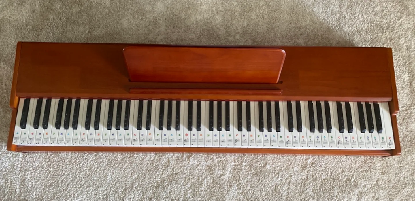 Wooden E-Piano with Note Stickers