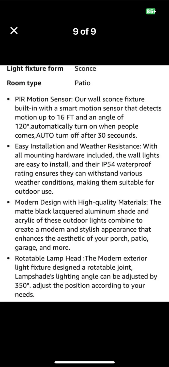 New - Outdoor Motion Sensor Wall Light - IP65 Waterproof image indicator(8)