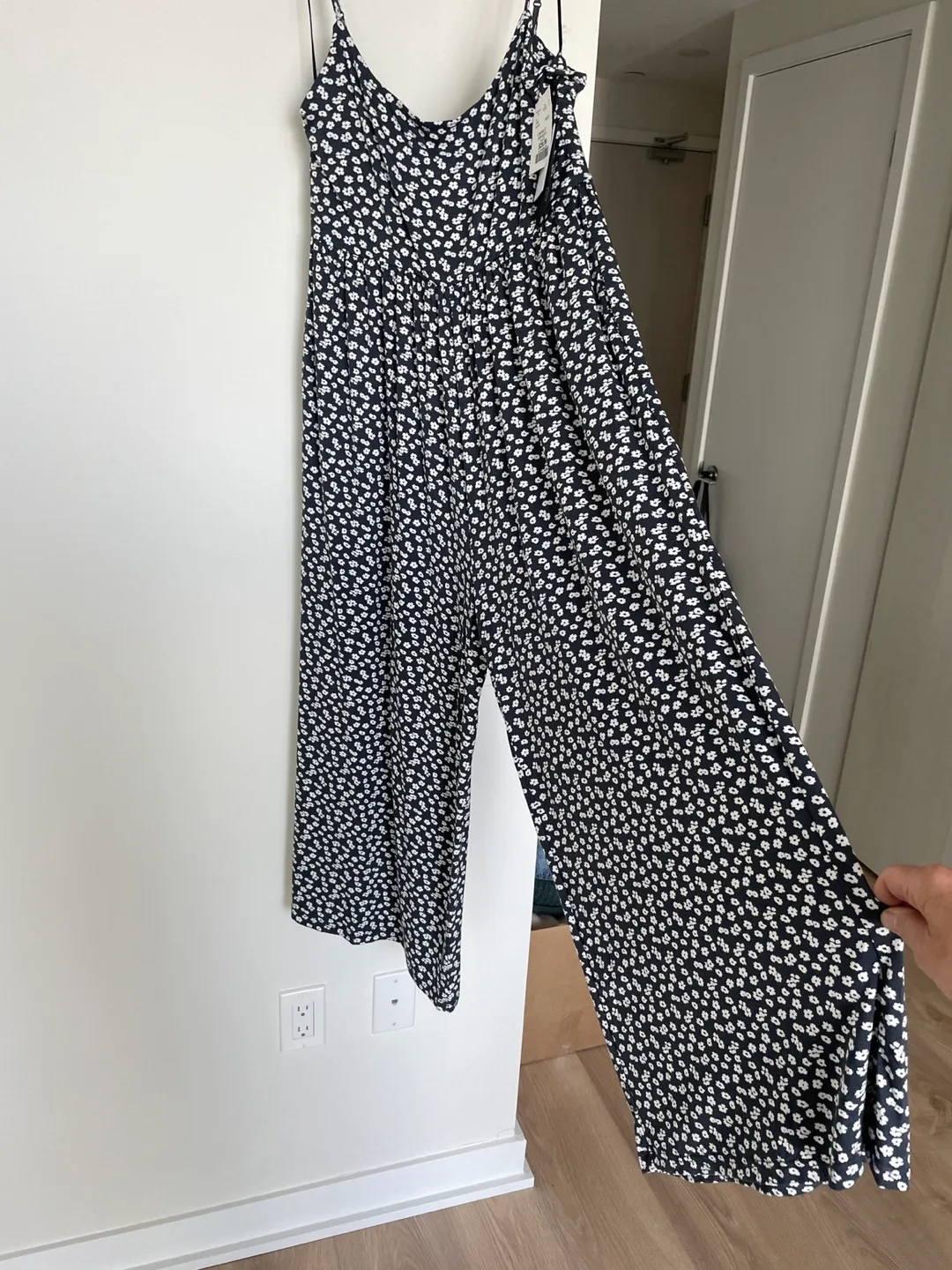 J.O&Co. Black and White Floral Print Wide Leg Jumpsuit thumbnail