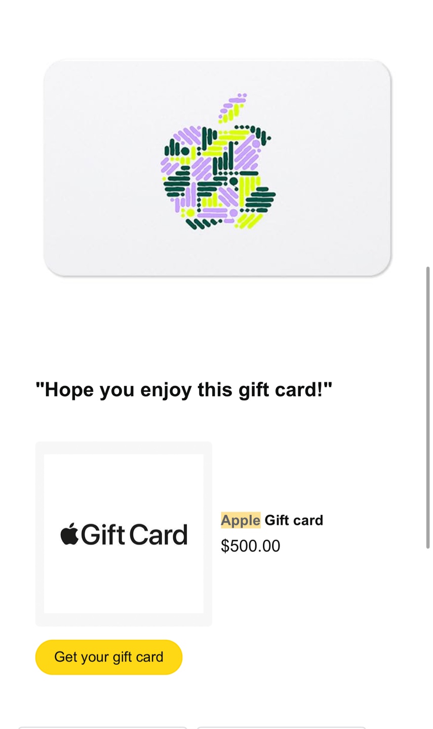 $500 Apple Gift Card