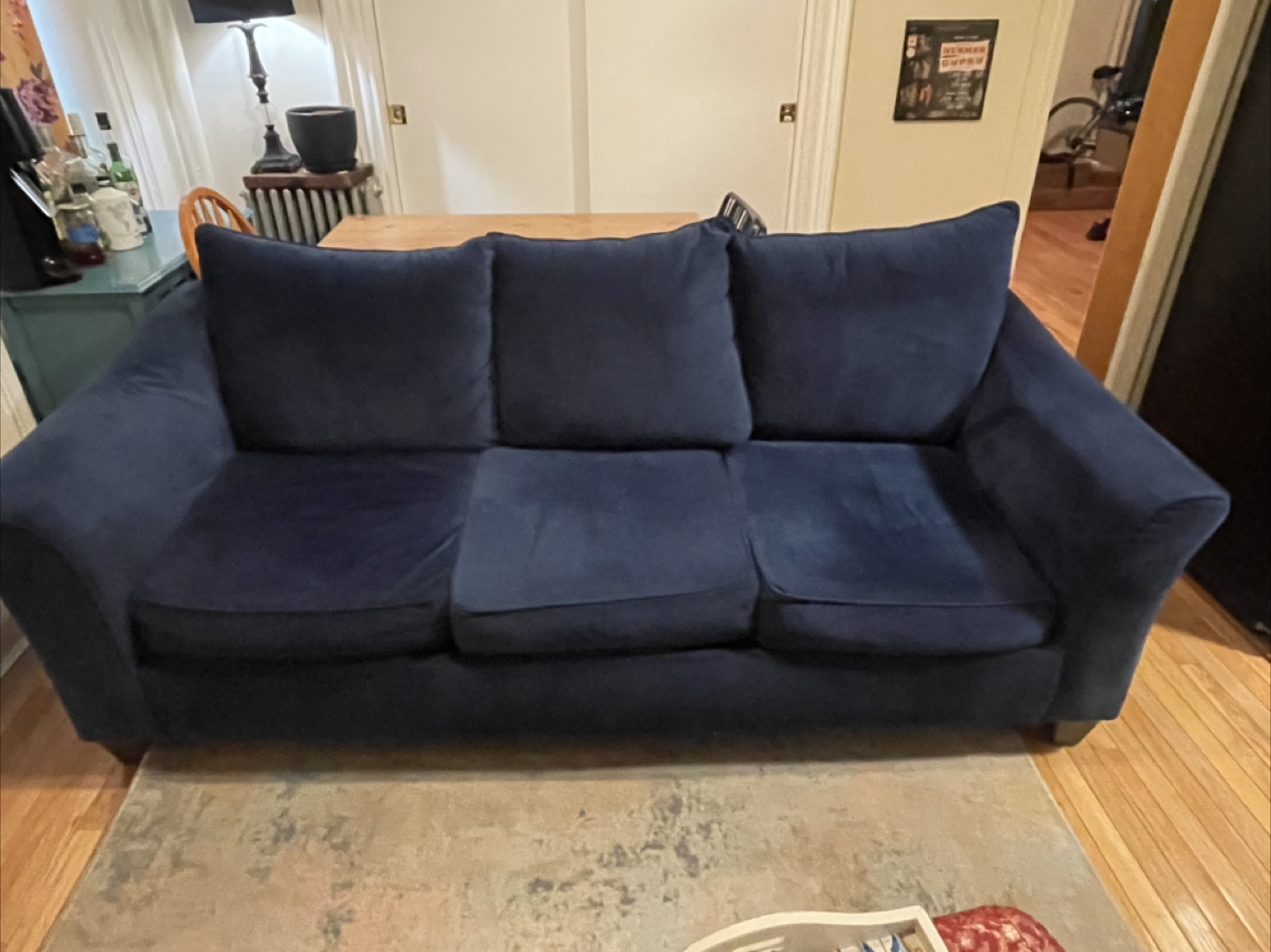 Navy Blue Velvet Sofa
