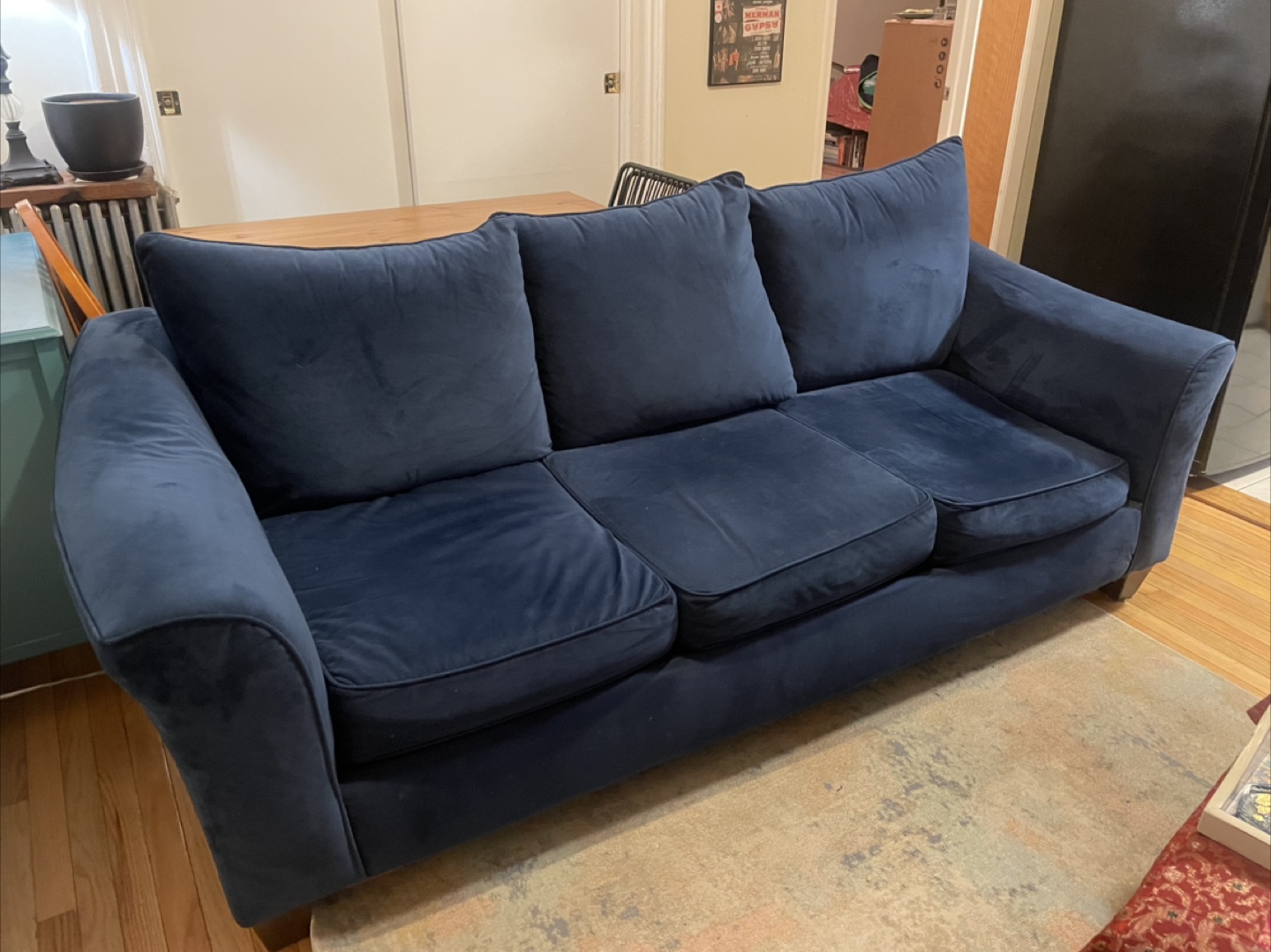 Navy Blue Velvet Sofa - photo 2