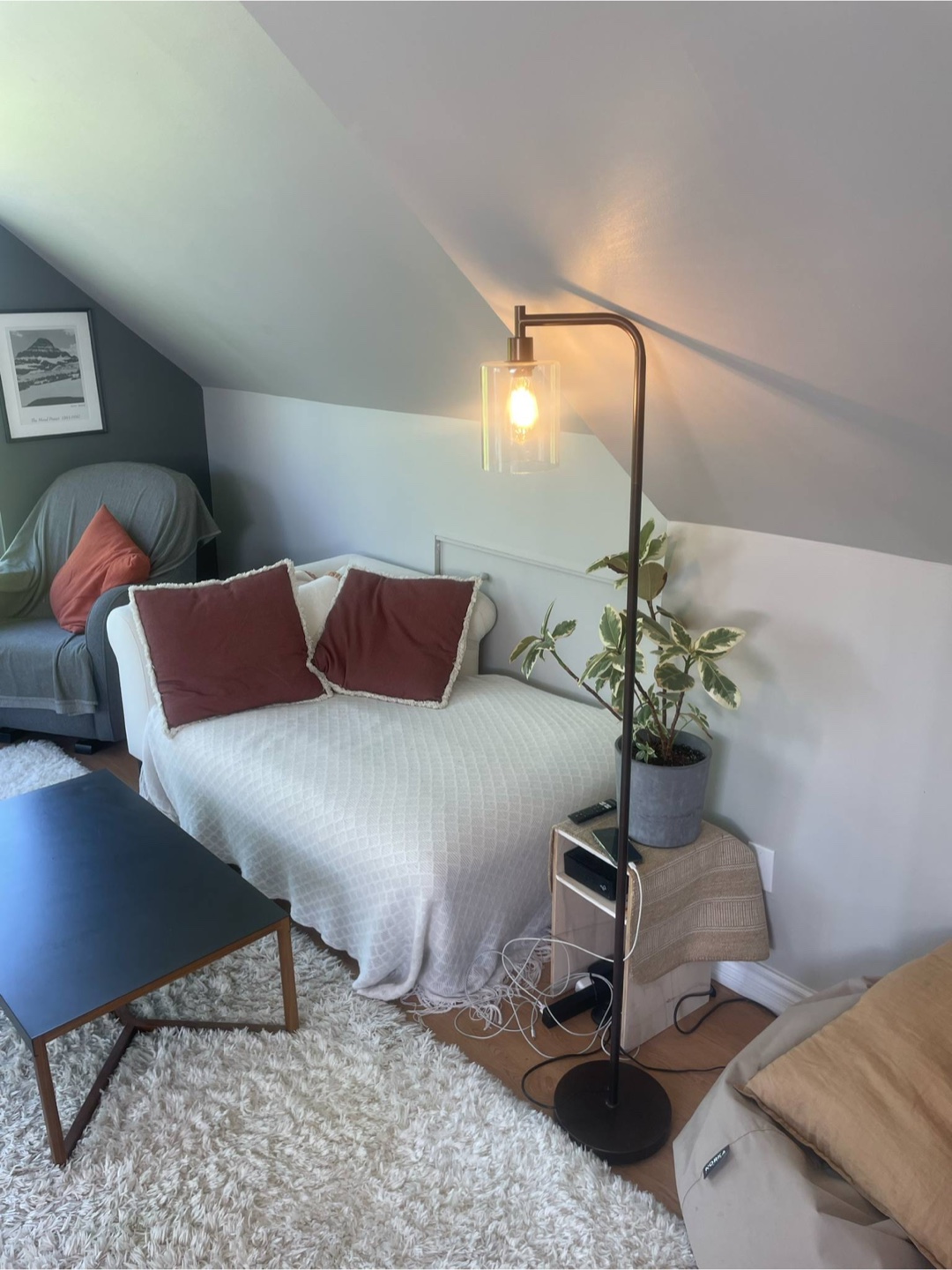 Modern Arc Floor Lamp with Glass Shade