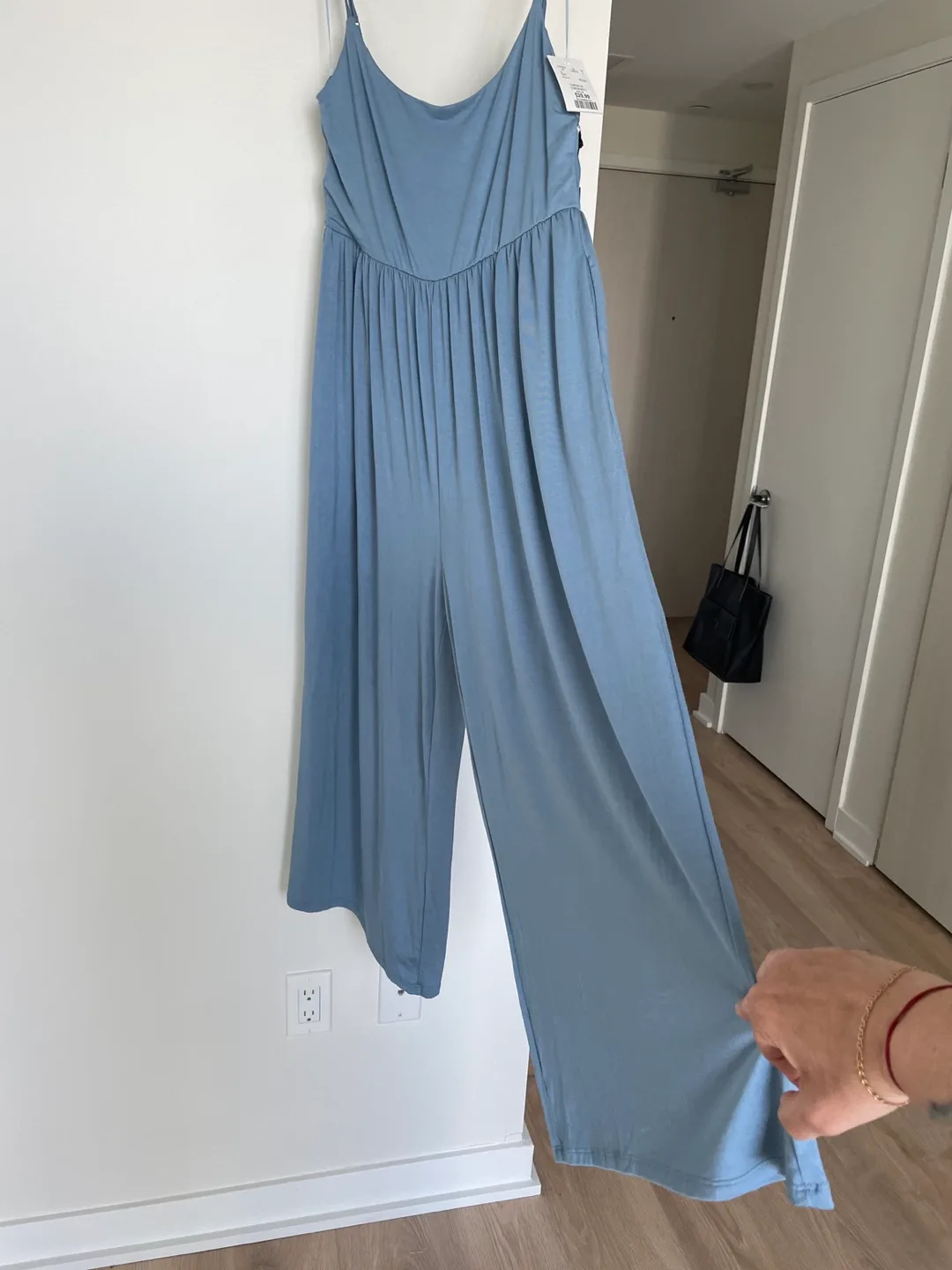 Love Life Essentials Dusty Blue Wide Leg Jumpsuit - Size L/G thumbnail