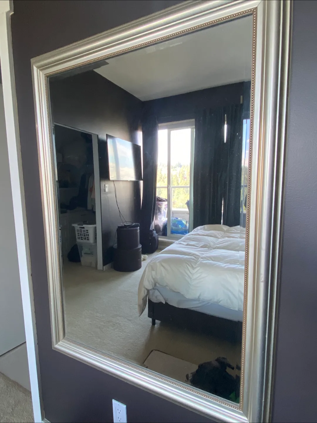 Large Pewter Framed Mirror thumbnail