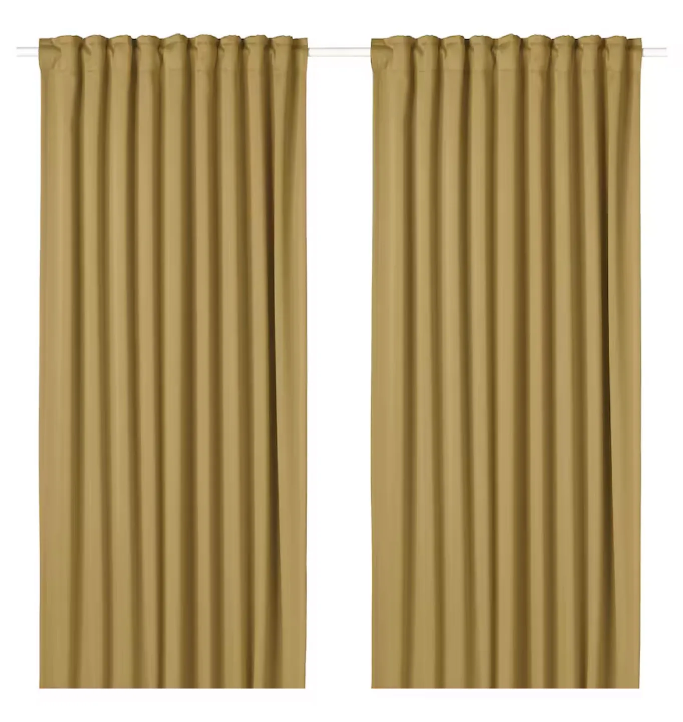 Beige yellow room darkening curtains with heading tape image indicator(2)