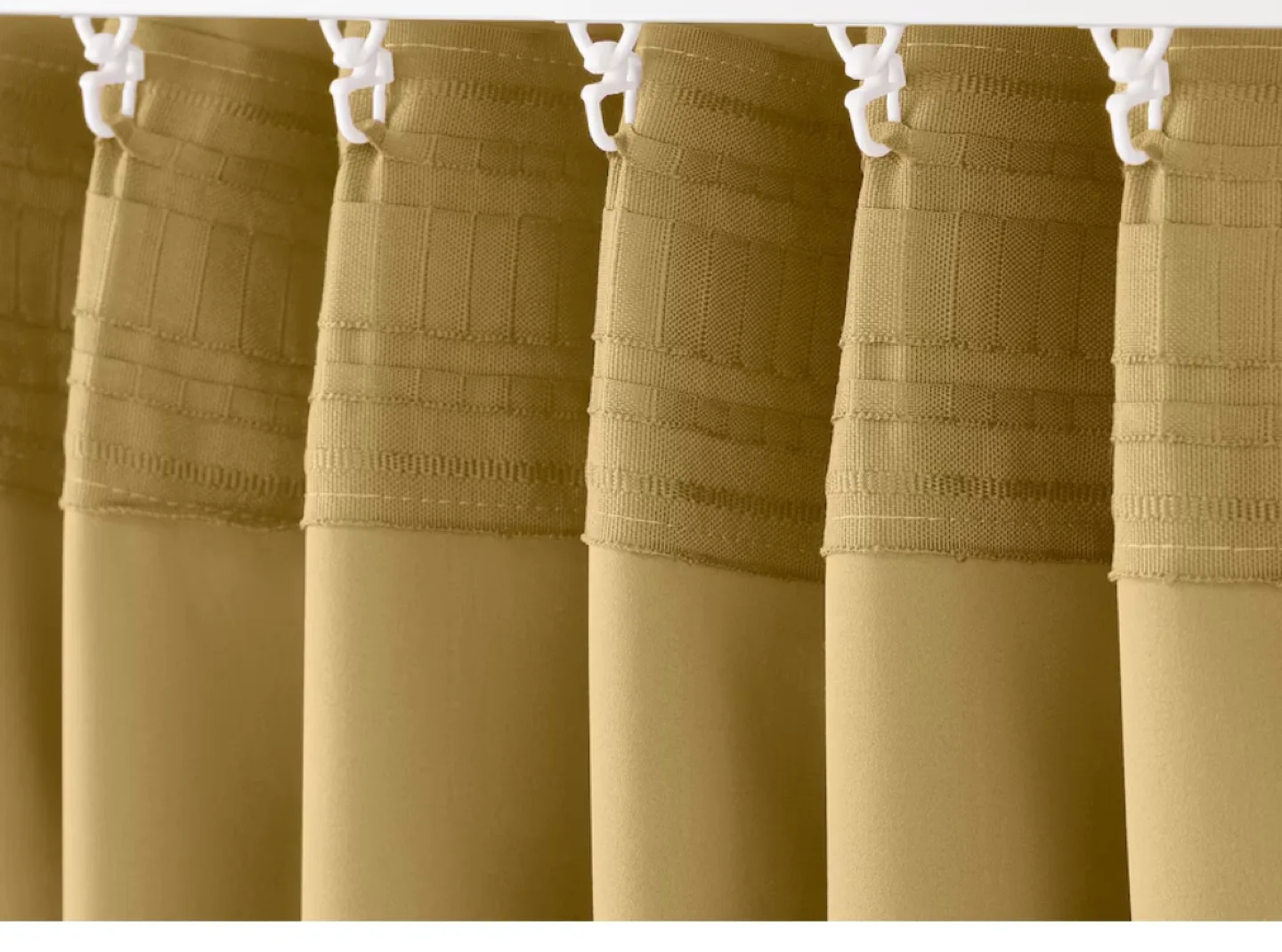 Beige yellow room darkening curtains with heading tape image indicator(3)