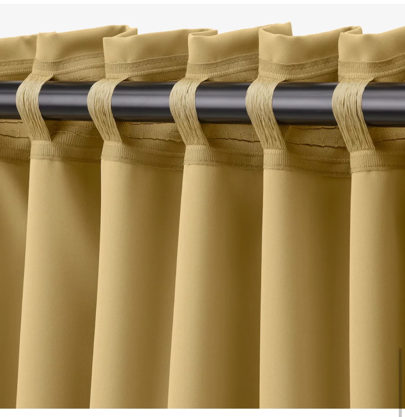 Beige yellow room darkening curtains with heading tape image indicator(4)