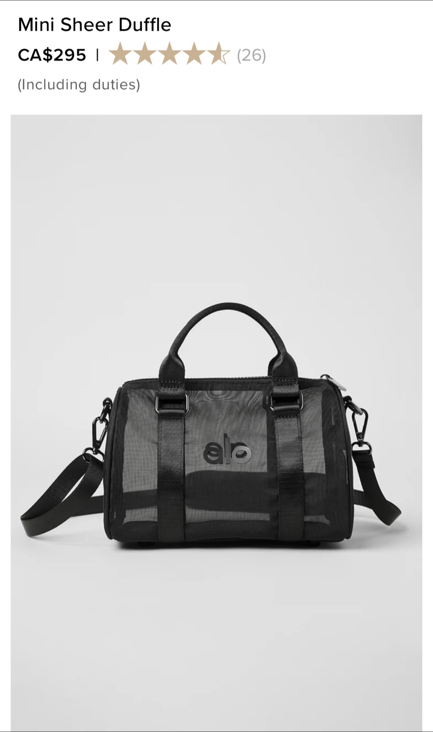 Alo Yoga Mini Sheer Duffle Bag - Black - photo 5