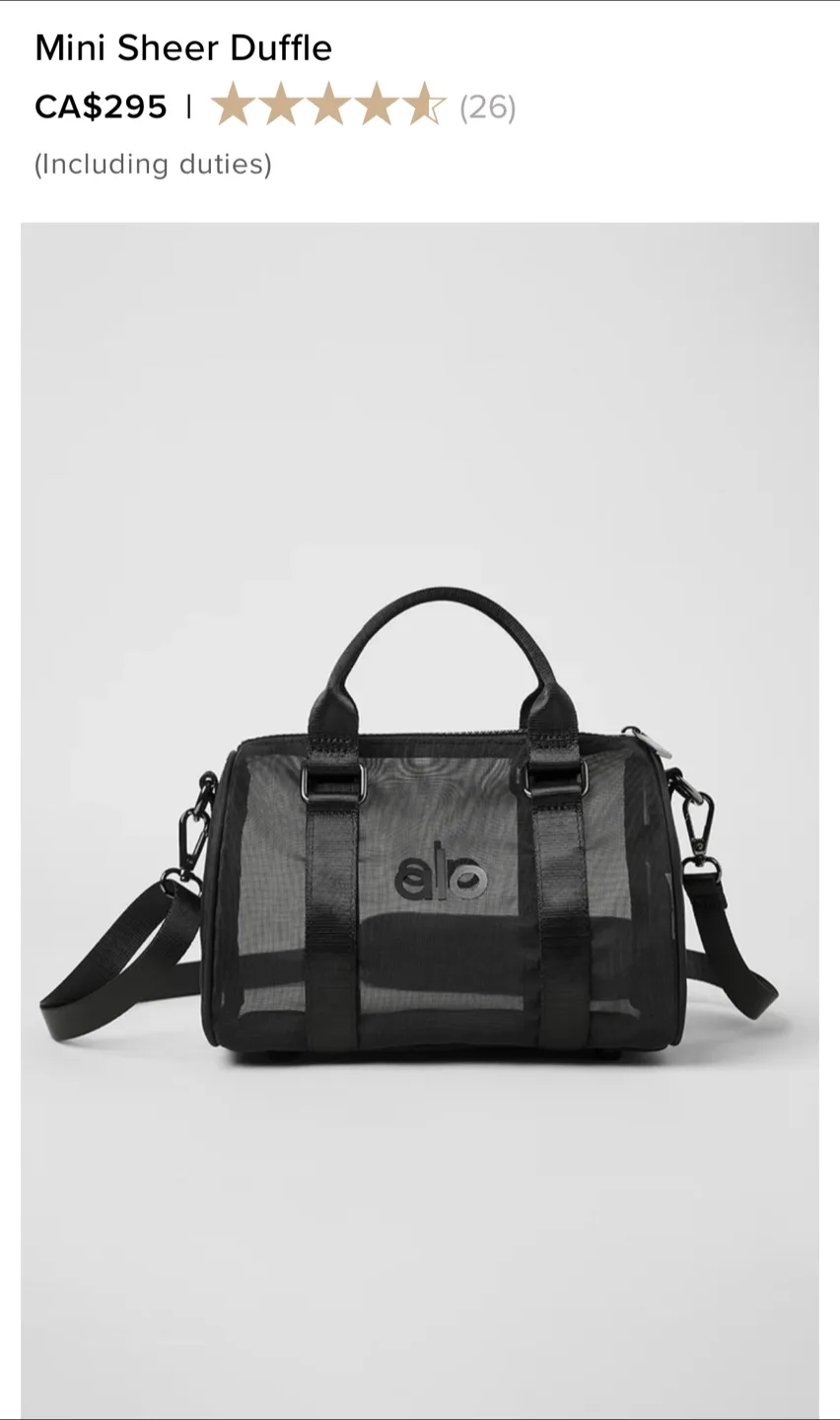 Alo Yoga Mini Sheer Duffle Bag - Black image indicator(5)