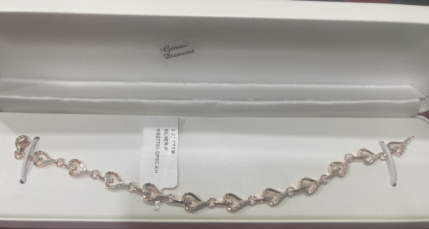 Genuine Diamond Silver Bracelet with Hearts - photo 5