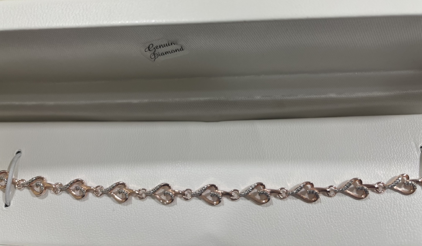 Genuine Diamond Silver Bracelet with Hearts - photo 2