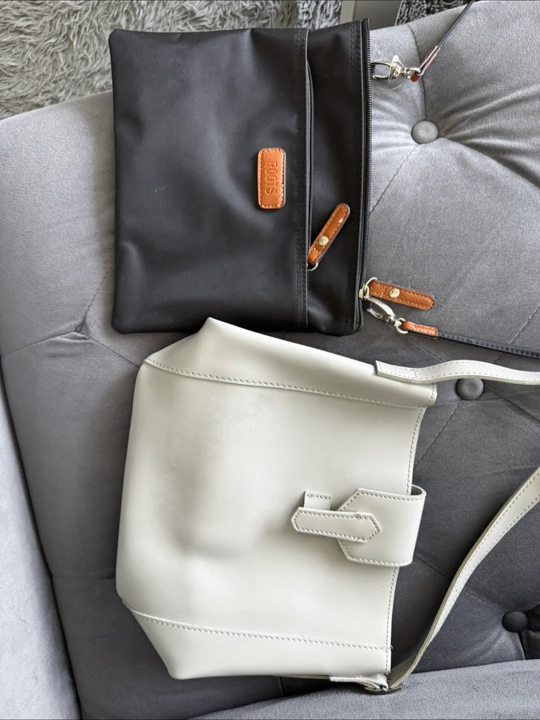 Two Women's Handbags - Black Crossbody & Off-White Tote thumbnail