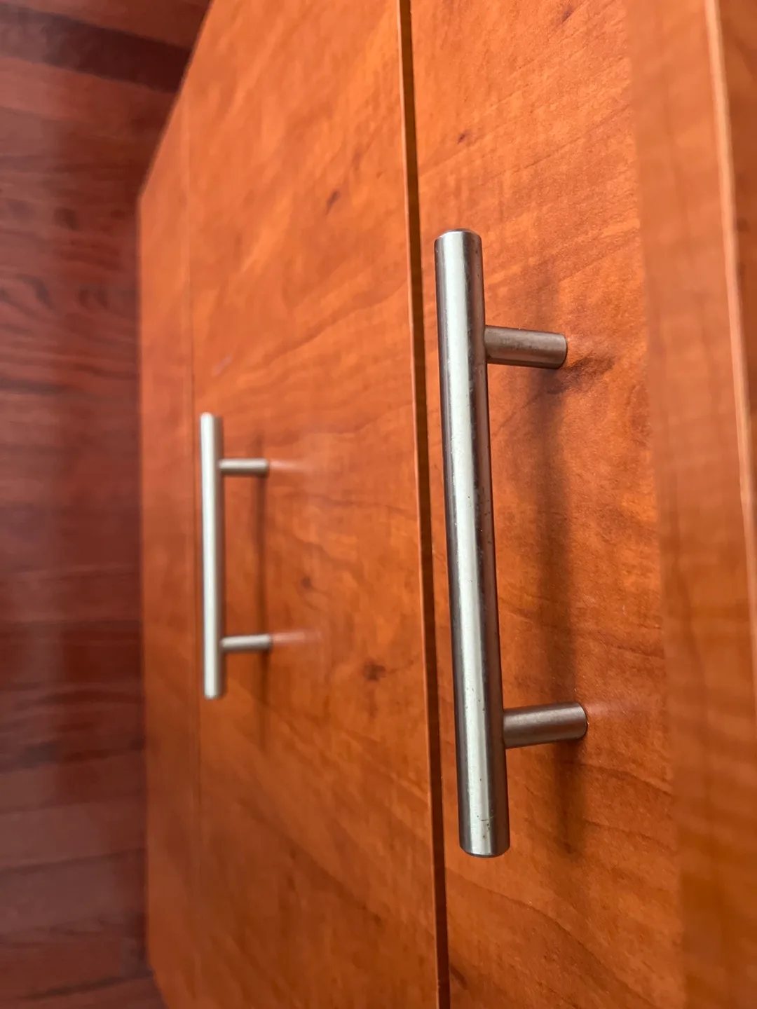 Cherry Wood Entertainment Center with Storage image indicator(2)