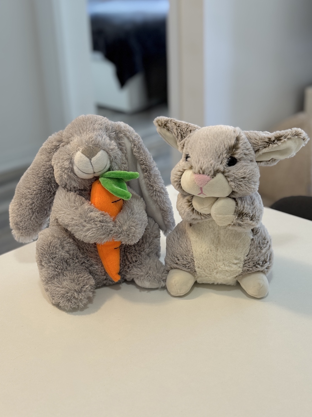 Pair of Grey Plush Bunnies