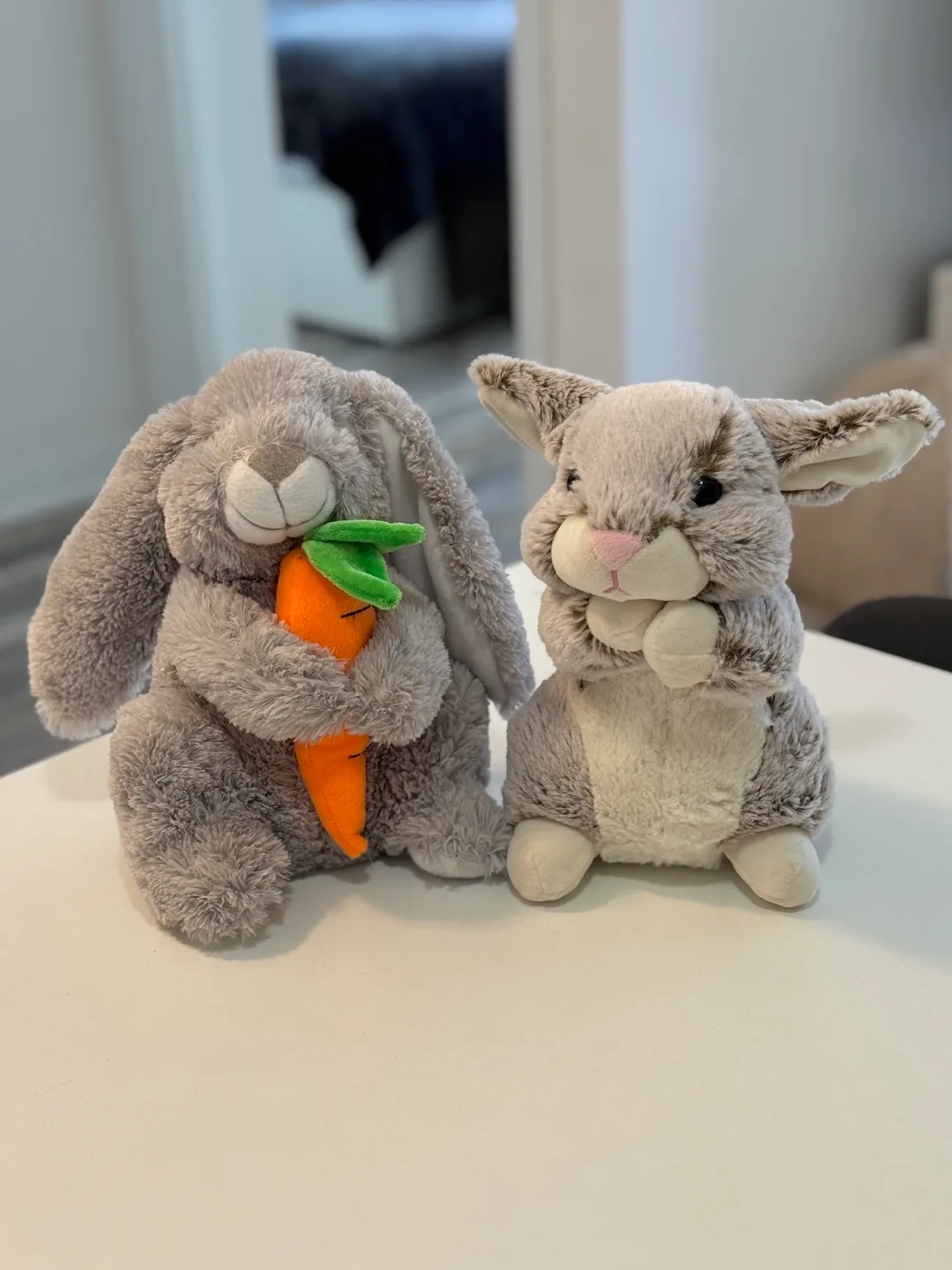 Pair of Grey Plush Bunnies thumbnail