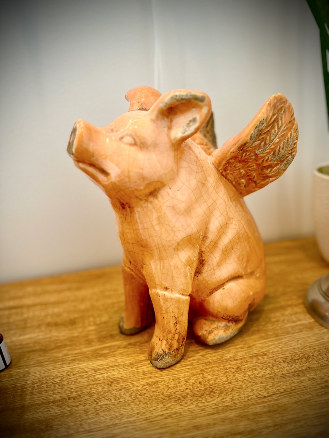 Adorable Ceramic Pig with Wings Figurine