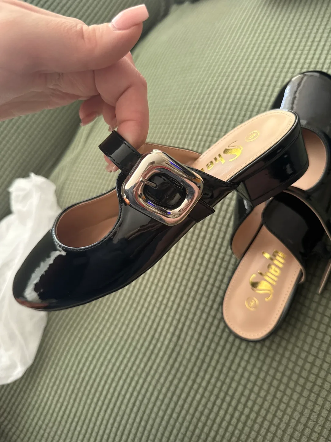 Shein Black Buckle Mules thumbnail