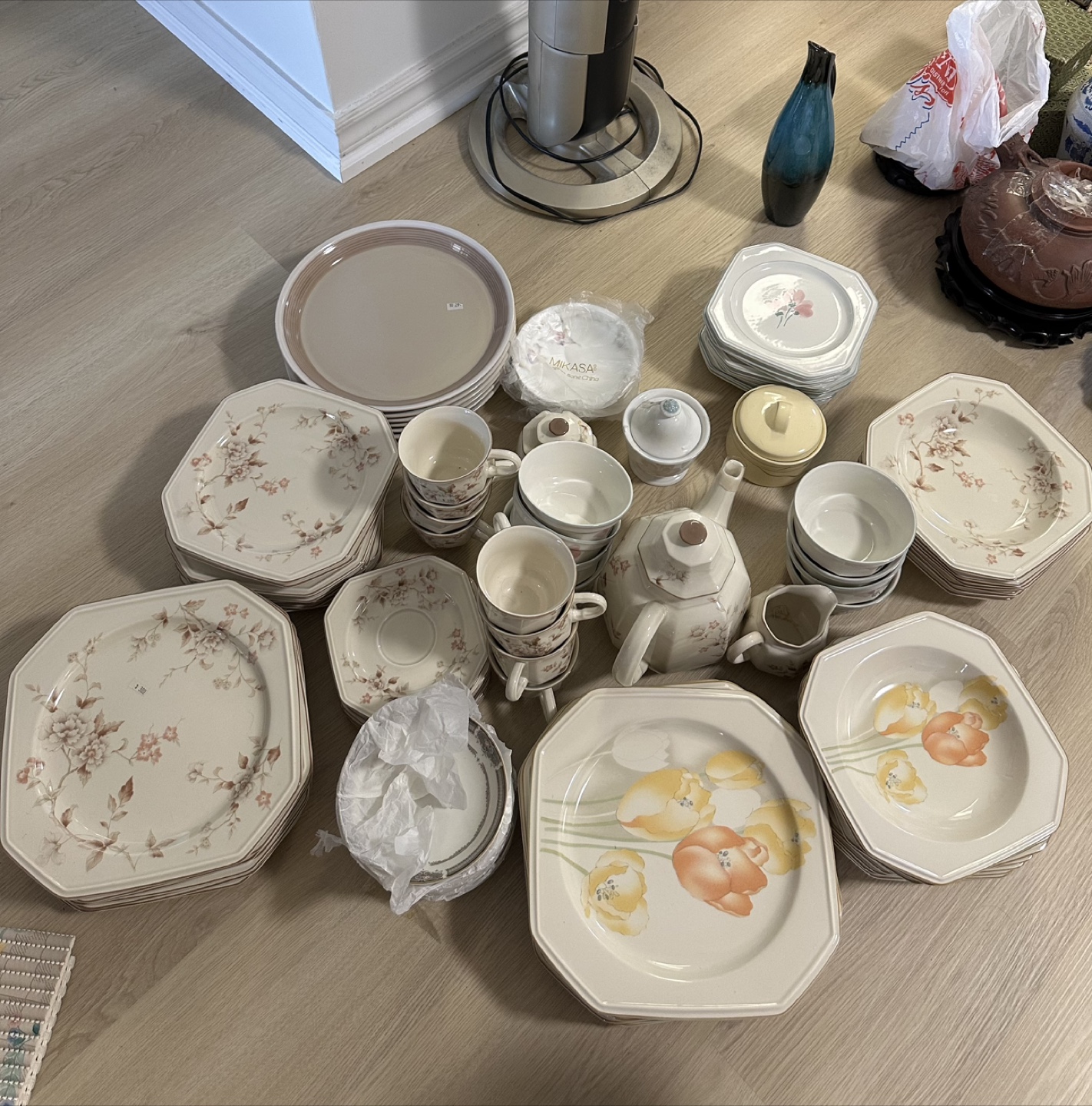 Mikasa dinnerware lot with free Calgary Winter Olympic Glass