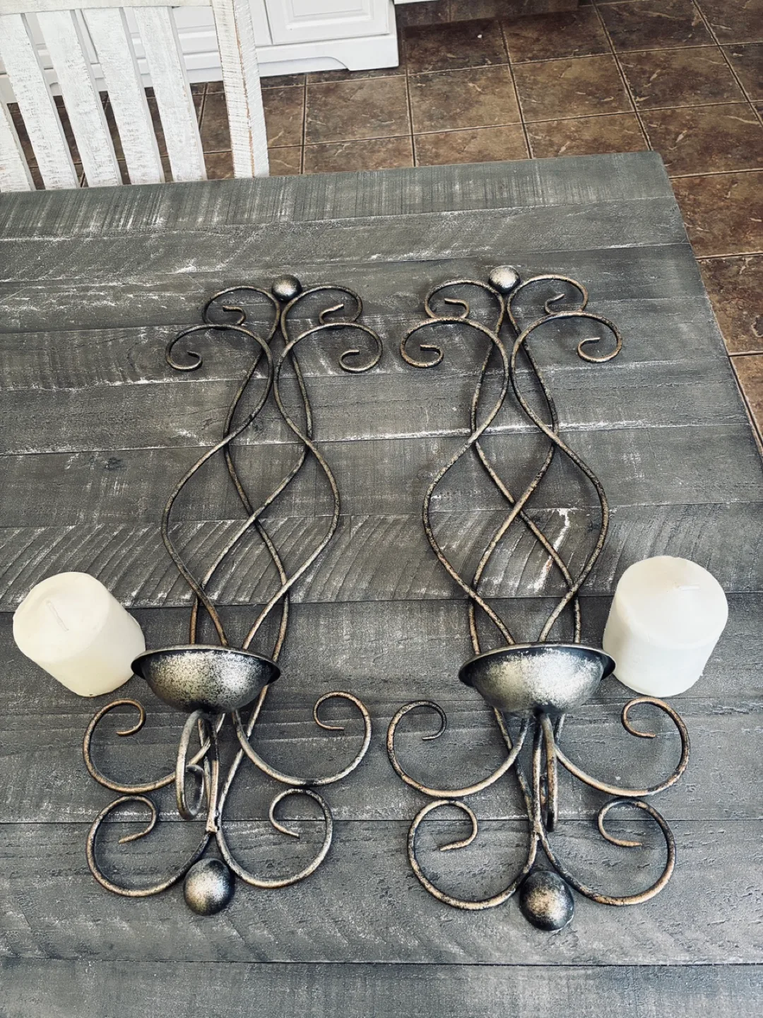 2 matching 24” high wall candle sconces including candles thumbnail
