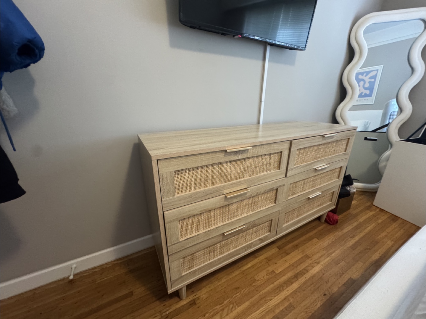 YINKU 6-Drawer Rattan Dresser - Natural - photo 2