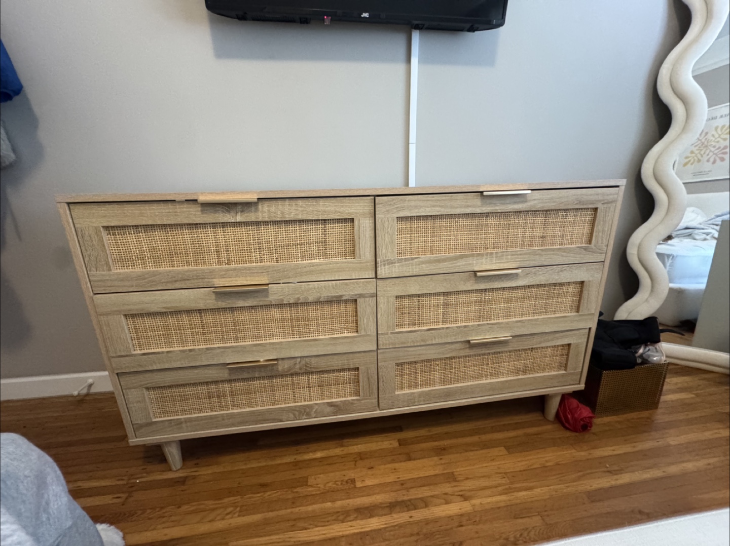 YINKU 6-Drawer Rattan Dresser - Natural - photo 3