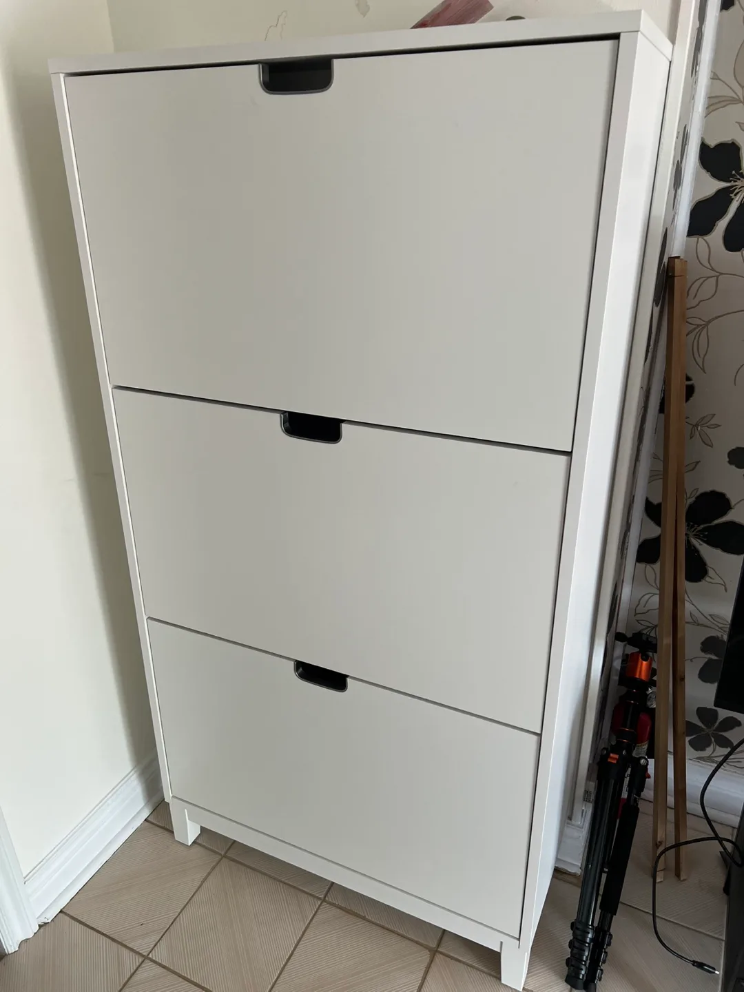 White Shoe Cabinet with Three Drawers thumbnail