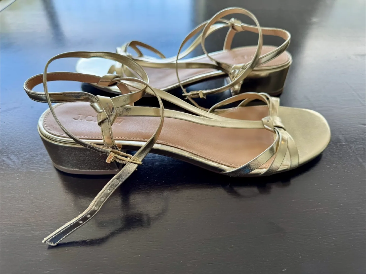 Gold J.Crew Leather Sandals image indicator(2)