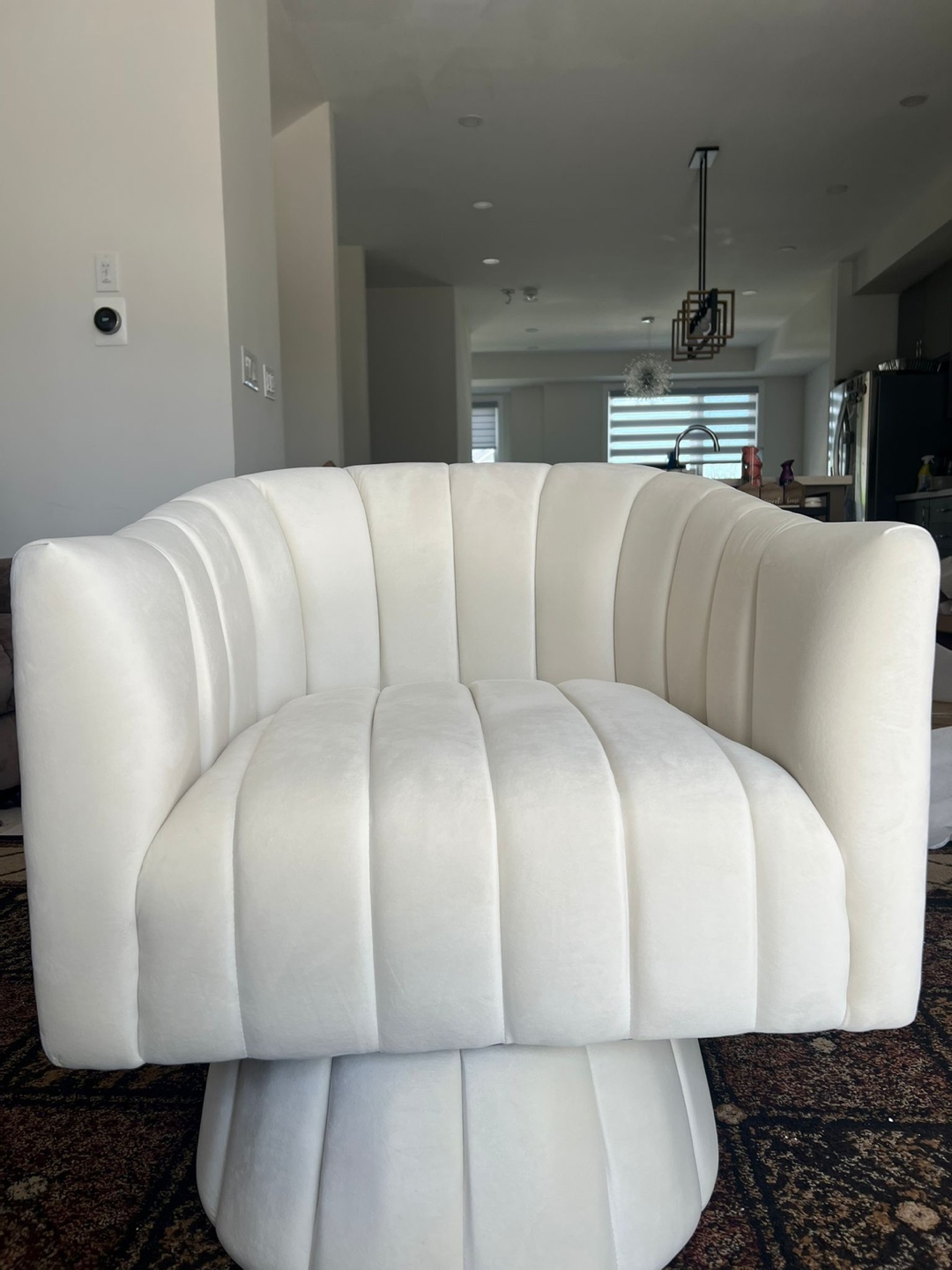 Beige Velvet Swivel Accent Chair - photo 2