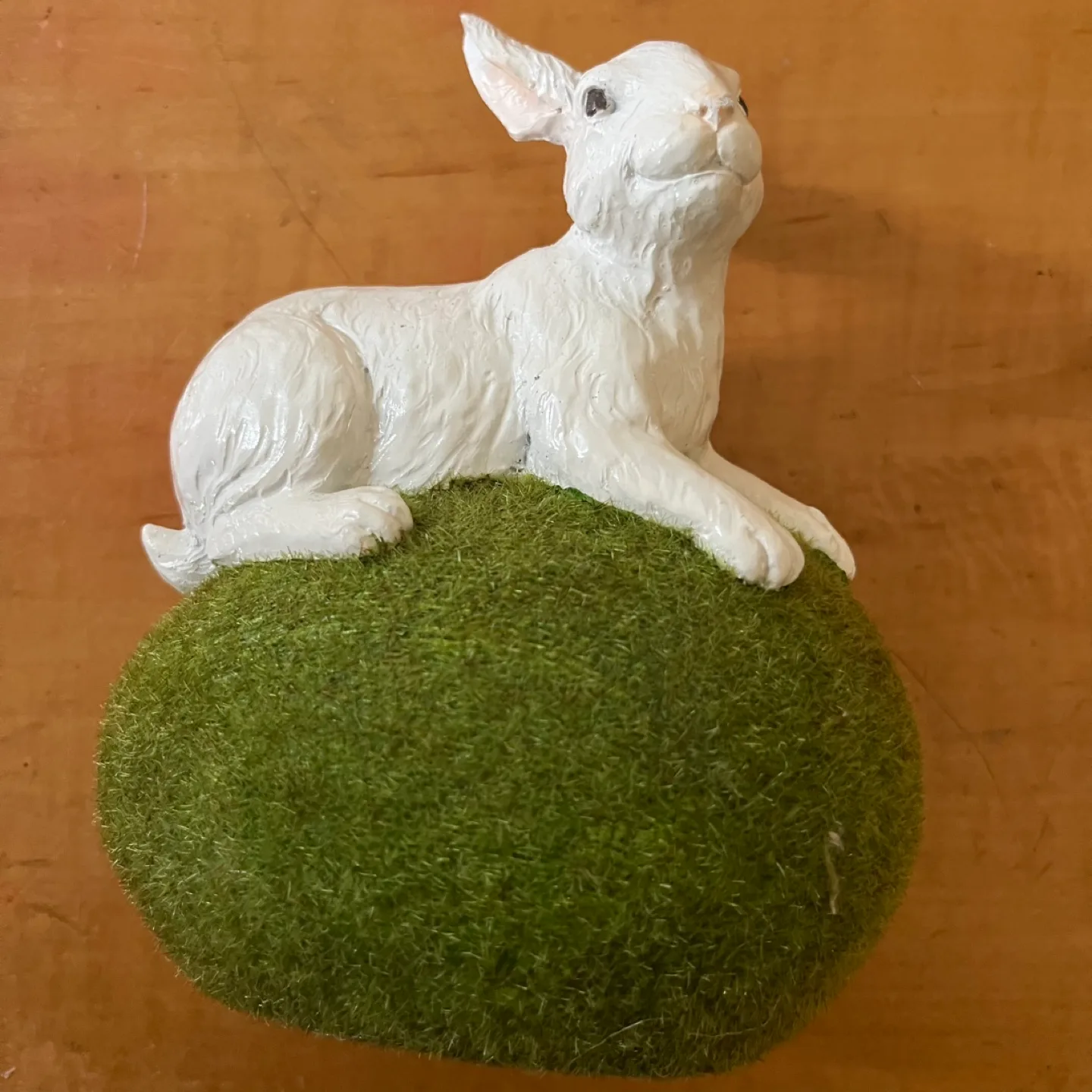 Adorable Resin Rabbit Figurine on Mossy Base thumbnail