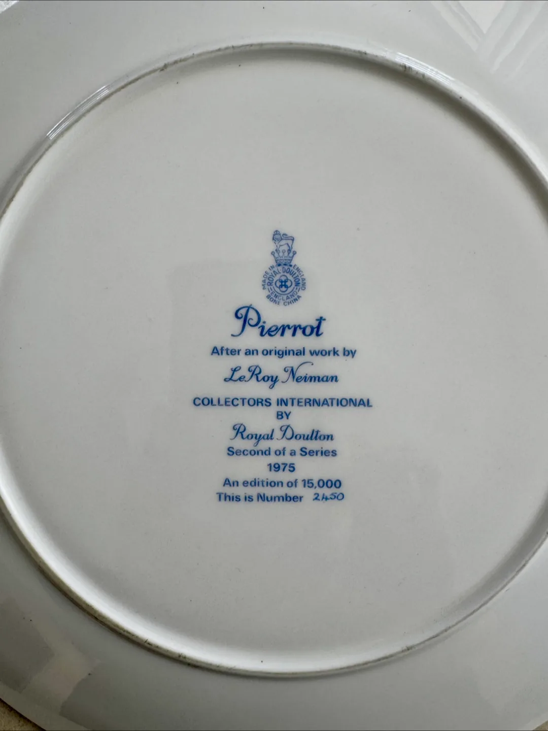 Vintage Royal Doulton Pierrot Collector's Plate - LeRoy Neiman image indicator(3)