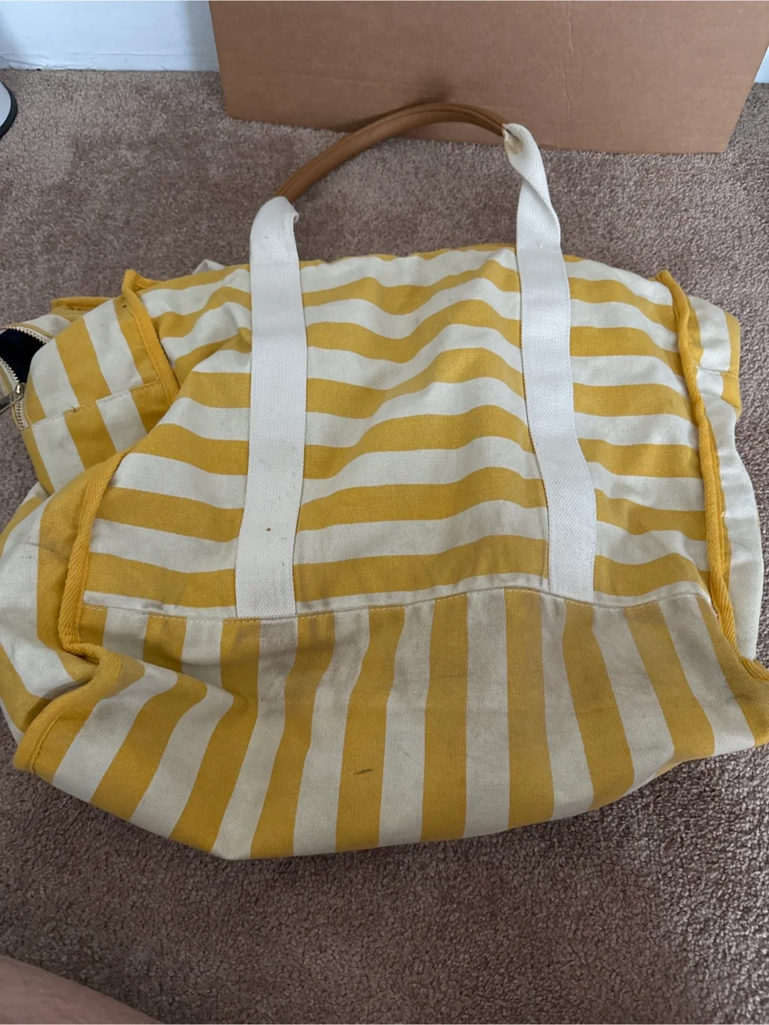 Yellow and White Striped Tote Bag thumbnail