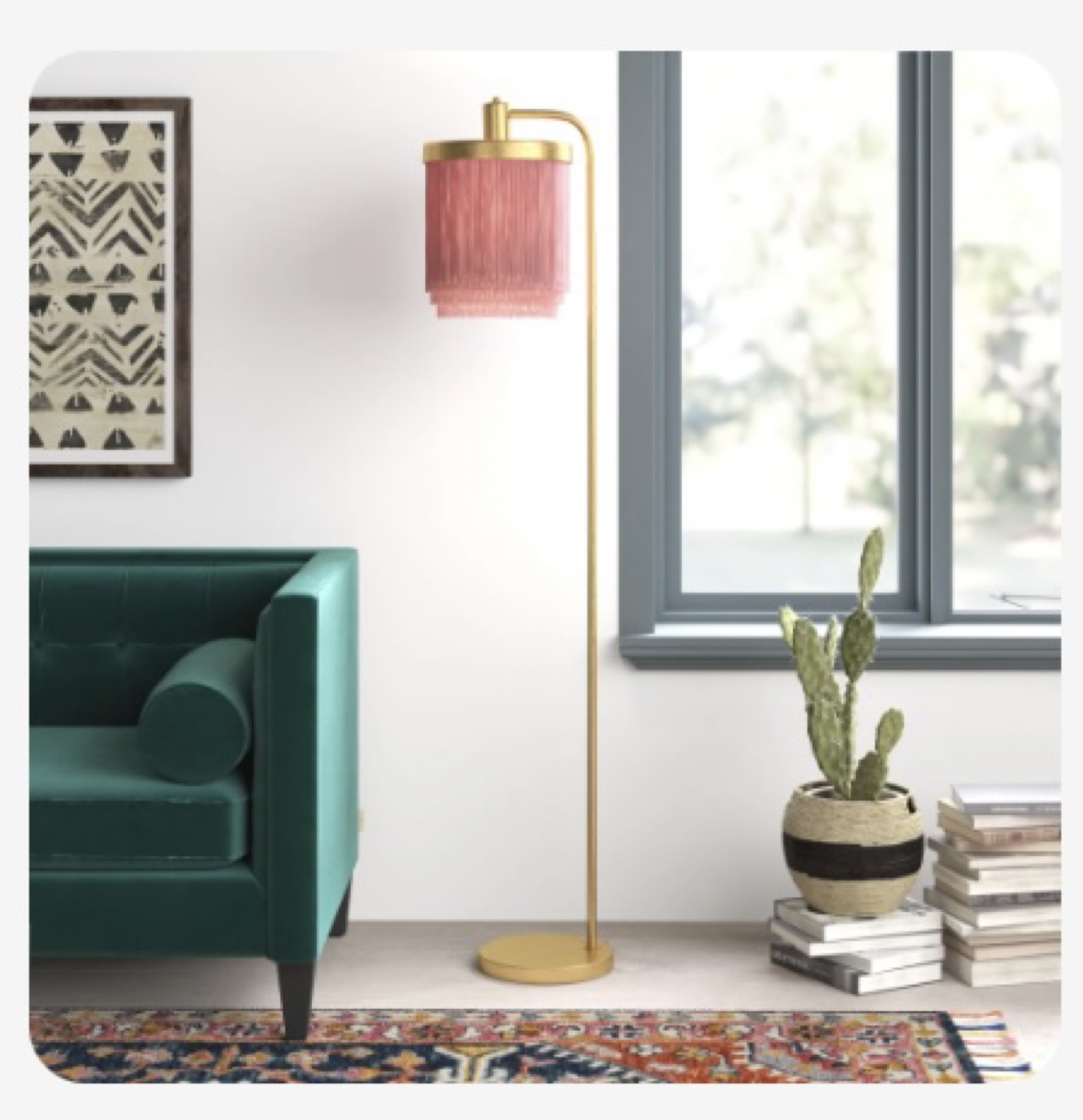 Pink Fringe Floor Lamp