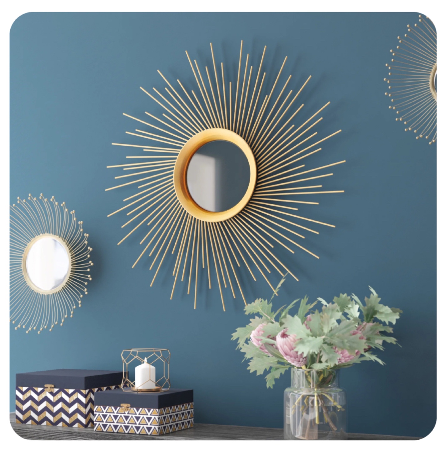 Gold metal Sunburst Mirror Wall Decor - photo 5