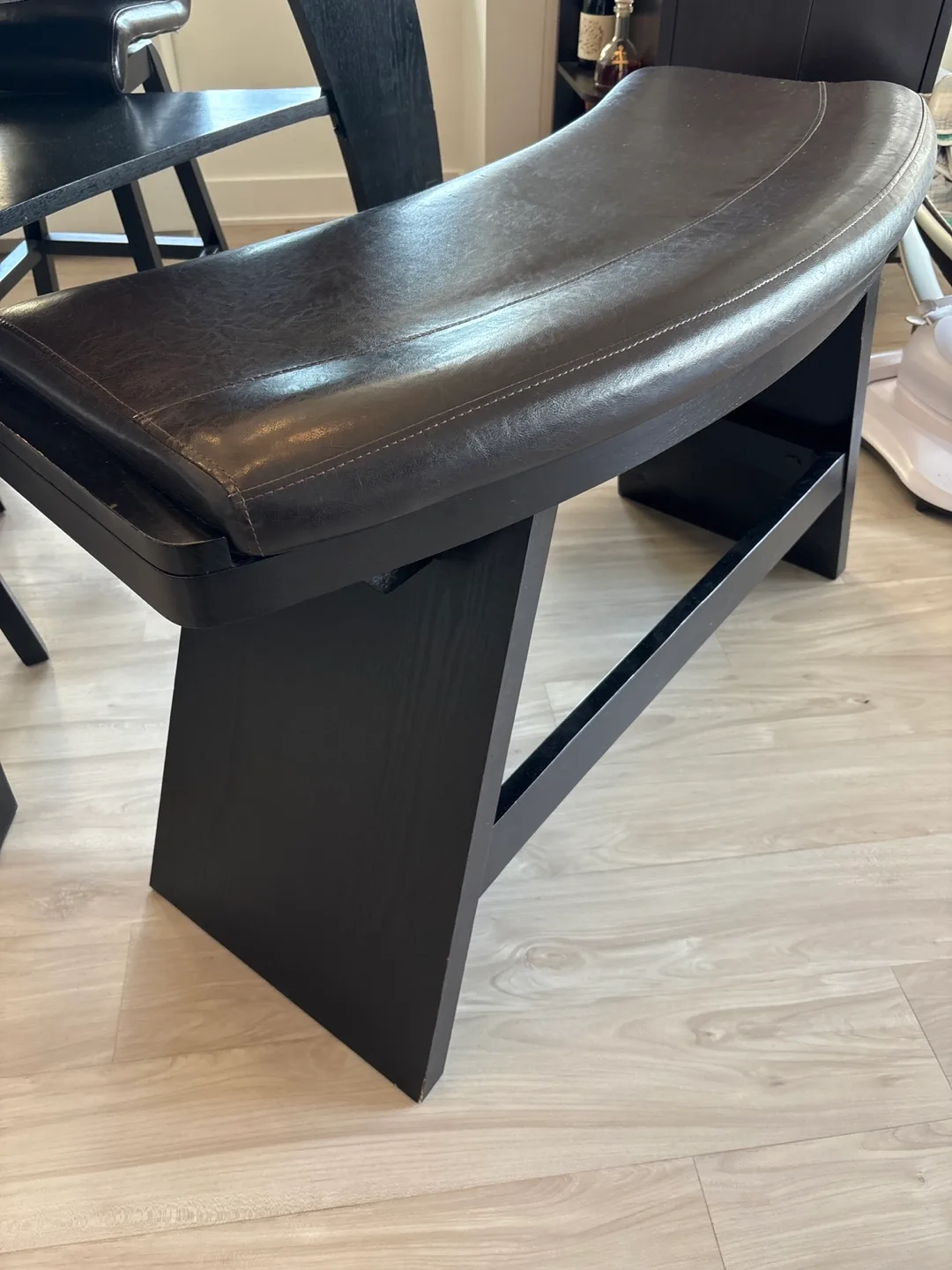 Black Triangle Table with Two Stools and Bench image indicator(3)