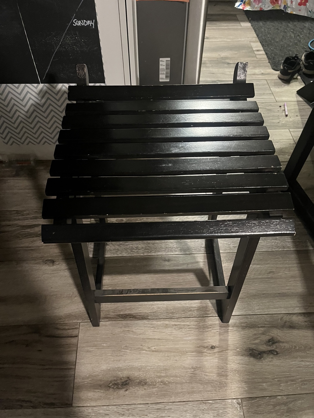 Set of Four Black Wooden Stools