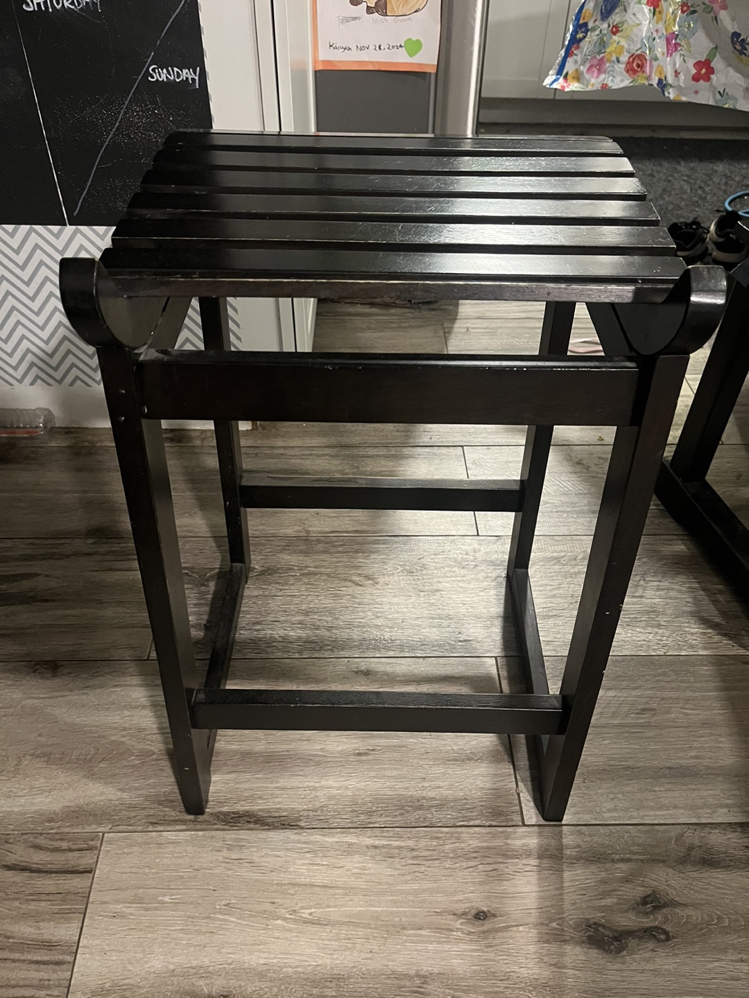 Set of Four Black Wooden Stools - photo 3