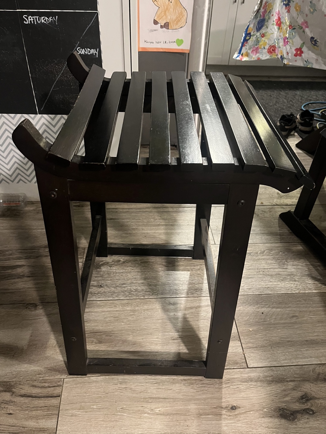Set of Four Black Wooden Stools - photo 2